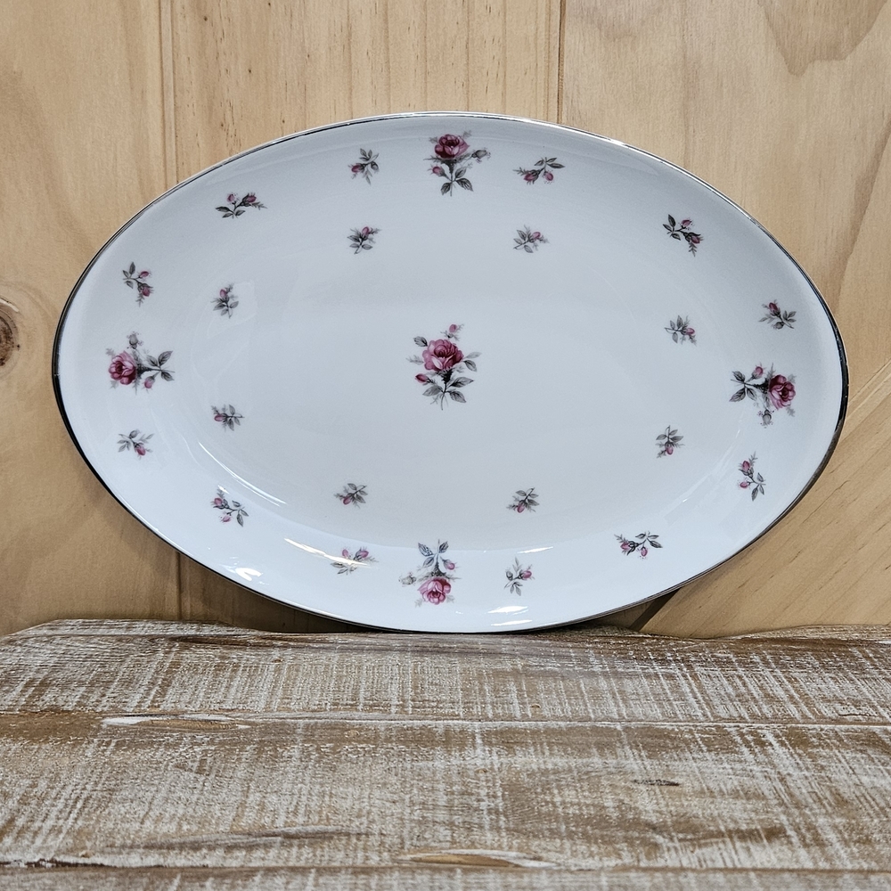 Vintage | Meito Rose Chintz 12" Oval Serving Platter